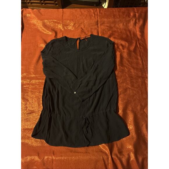 Comptoir des Cotonniers Contours Blouse Top Navy Size 38 V-neck Keyhole Back - Picture 1 of 3